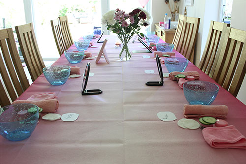 Table set for a pamper party